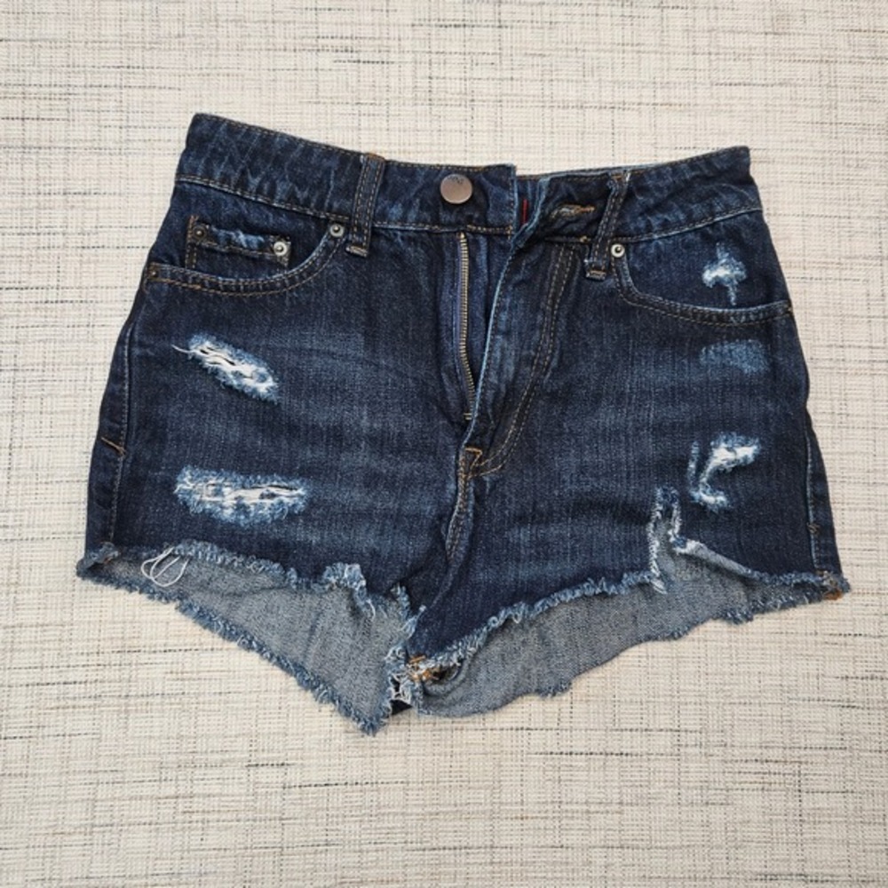 BDG Urban Outfitters Denim Shorts Womens‎ 25 High Rise Cheeky Ripped Dark Wash